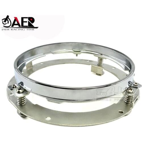 JAER Motorcycle LED Grill Cover 7" Headlight Mounting Ring Bracket for Harley FLD Touring Softail