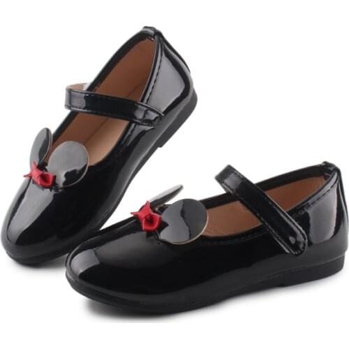 JGSHOWKITO Girls Shoes Fashion Childrens Leather Shoes Kids Flats Sweet Cute Cartoon Bow-knot Bright Skin Toddlers Big Girl New