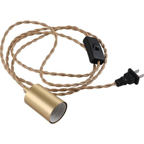 Brass Plug-In Swag Pendant Light E27 Socket With 7 Feet Cord Set And In-Line Switch Industrial Vintage DIY Hanging Lighting