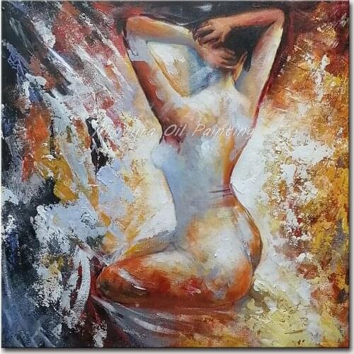 Mintura Painting for Living Room Wall Art Female Nude Art Acrylic Canvas Oil paintings Art Hand Painted Hotel Decor No Framed