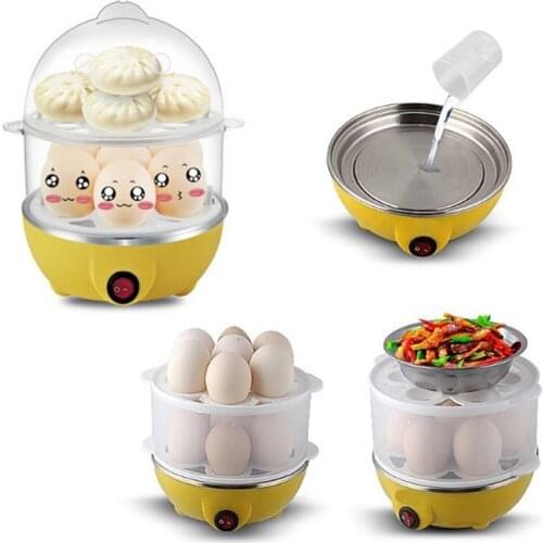 Multifunctional Electric Boilers 2-Layer Rapid Egg Cooker Steamer Egg Poacher Boiler 14 Egg Capacity Removable Tray HY99 MY2918
