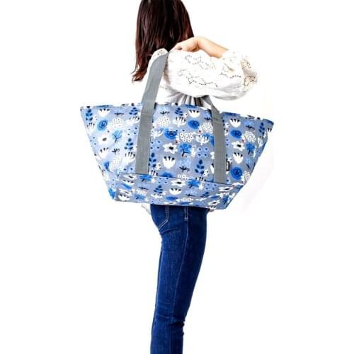 Fashion folding big lunch bag insulated pinic cool shoulder bag ice pack food drinks thermal drawstring shopping cooler handbag