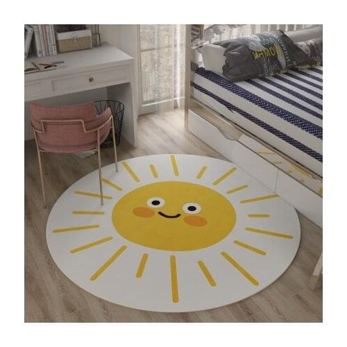 Cartoon Lovely Sun Carpet Children Round Chair Sofa Non-Slip Crawl Decorative Floor Mat