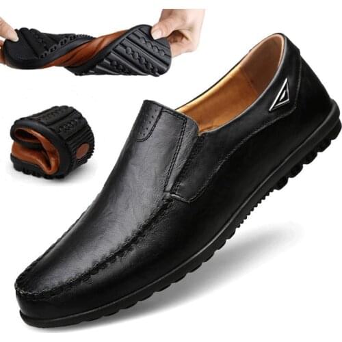 Men Loafers Genuine Leather High Quality Mens Casual Shoes Luxury Breathable Slip on Moccasins Driving Shoe Plus Size 38-47