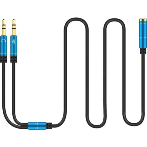Headphone Mic Splitter Cable 3.5mm Y Audio Jack Splitter Extension Cable 3.5mm Male to 2 Port 3.5mm Female AUX 3.5 Jack Cable