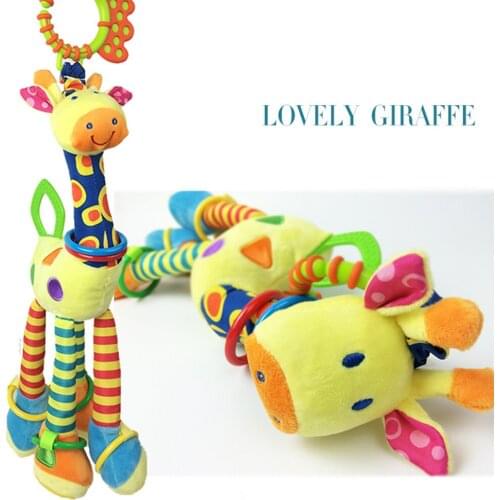 Kawaii Giraffe Car Hanging Bed The Bell Infants Plush Bell BB Tooth Gum Newborn Baby Teddy Kids Toy Baby Early Educational Toys