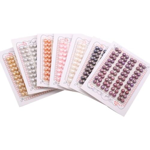 80/piece Natural freshwater pearl New Button Half-drilled Jewelry 7 Colors For jewelry making DIY earrings necklace accessories