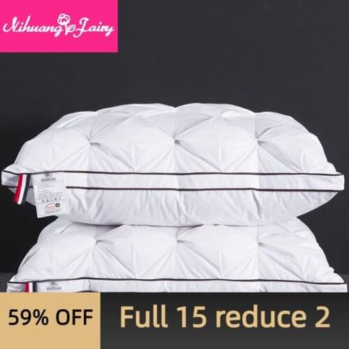Down pillow 100% 1 PC white goose down pillow five-star hotel goose feather pillow single health pillow