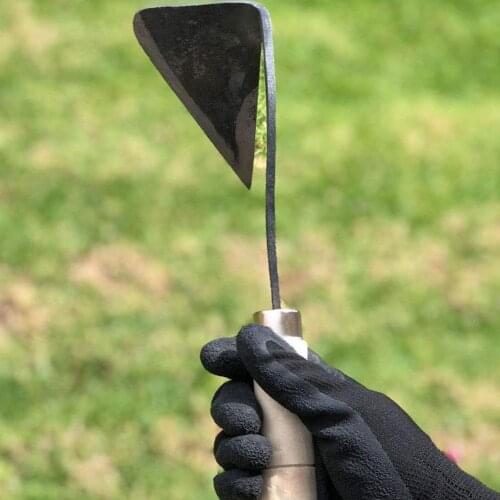 Hand Plow Wooden Short Handle Hoe Korean Style Traditional Garden Digger Tool for Better Home Garden