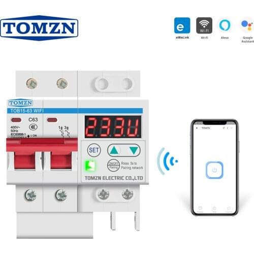 63A ewelink WIFI Circuit Breaker MCB Smart Switch Remote Control with over and under voltage current protecion LCD display