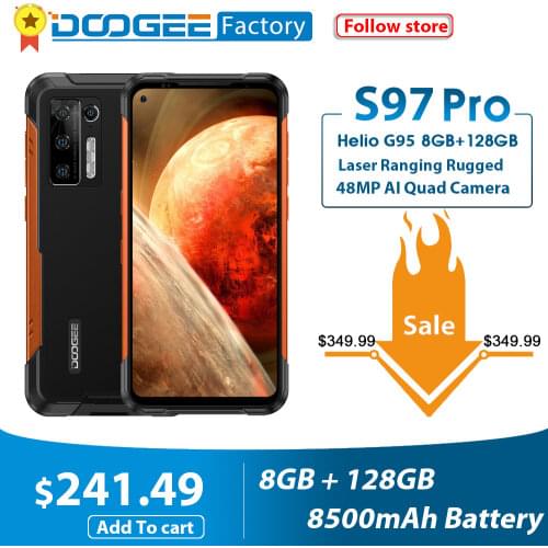 DOOGEE S97 Pro Rugged Cellphone 40m Laser Ranging 8GB+128GB 48MP AI Quad Camera Smartphone Helio G95 Octa Core Mobile Phone