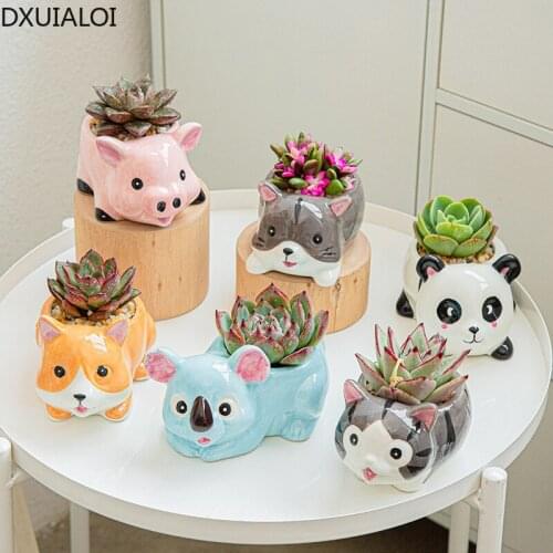Home Decoration Ceramic Flower Pot Simple Cute Cartoon Succulent Flower Pot Creative Home Gardening Succulent Potted Plant