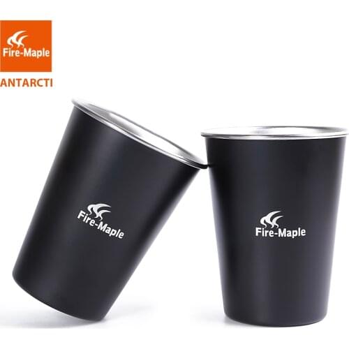 Fire Maple Outdoor Camping Mug 2 Pcs Antarcti Stainless Steel Cup Hiking Climbing Travel silver Black 123.5g 350ml