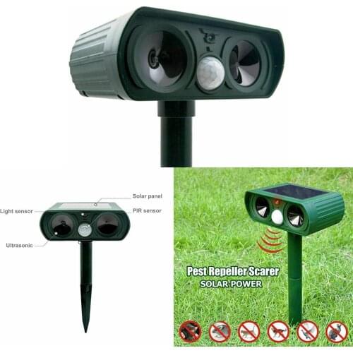 Animal Dispeller Garden Solar Powered Ultrasonic Outdoor Animal Repeller Motion Sensor Flash Light Dog Cat Raccoon Rabbit