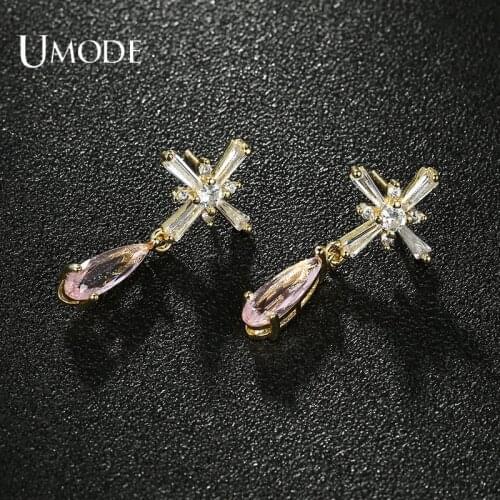 UMODE Water drop cubic zirconia Earrings for Elegant Women Bridal Wedding Jewelry Party cross Earring Gift UE0723