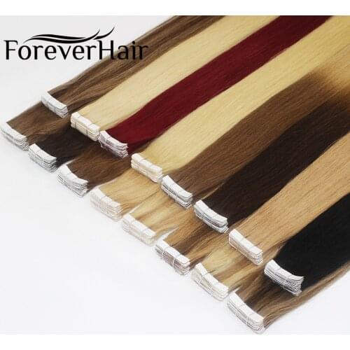 FOREVER HAIR 2.0g/pc 16" Real Remy Skin Weft Adhesive Human Hair Extension Tape In Human Hair Invisible Seamless 20pcs/pac