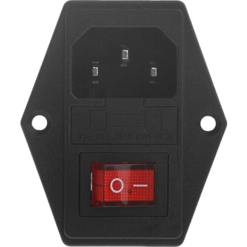 YYSD 1PC 10A 250V 3 Pin IEC320 C14 AC Inlet Male Plug Power Socket With Fuse Switch