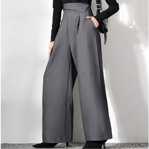 Women Suit Pants Spring autumn Office Lady Long Trousers 2020 New Loose High Waist wide leg pants