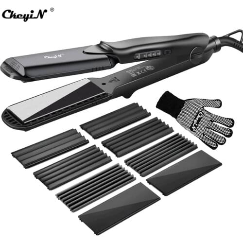 4-in-1 Women Interchangeable Plates Hair Straightener Crimping Iron Crimper Hair Styling Tool deep wave Straightening Iron