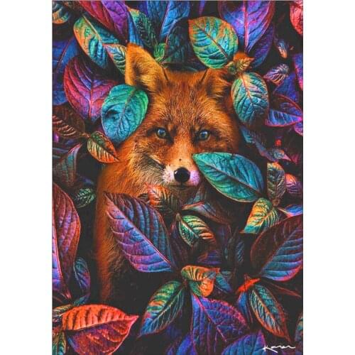 Canvas Painting Animal Fox Leaf Canvas Poster Print Modern Home Decor Abstract Wall Art Nordic Living Room Decoration Picture