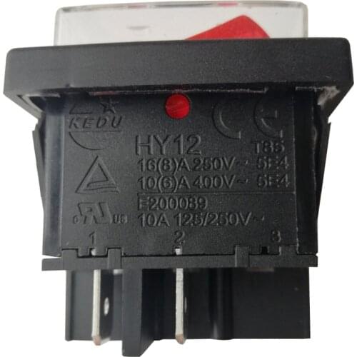 1pc KEDU HY12 p12/10A 125/250V 4 Pins Electric Tool Rocker Push Button Switch with Indicator Lamp Waterproof ON-OFF Arc Switches