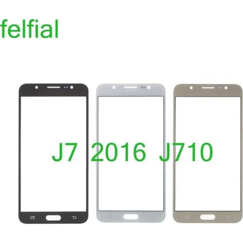 10Pcs/Lot For Samsung Galaxy J7 2016 J710 J710F Touch Screen Front Panel Glass Lens Front Outer LCD Glass With OCA Hollow Glue