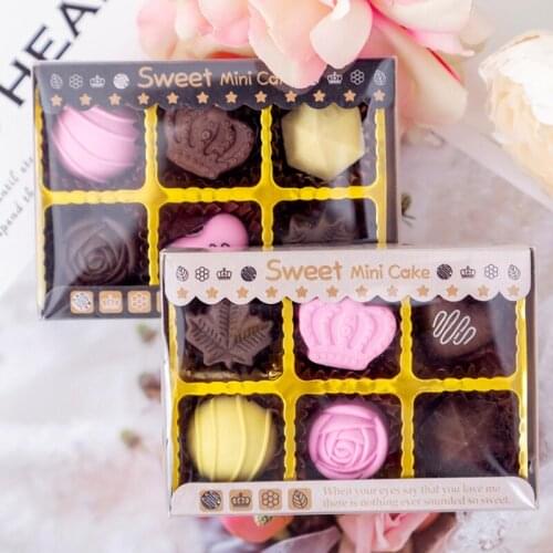 16packs/lot chocolate Flowers shapes Rubber Erasers Drawing Art Eraser Students Stationery School Office Correction Supplies