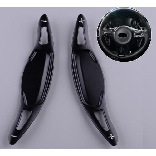 2pcs Aluminum Alloy Black Steering Wheel Shift Paddle Shifter Extension Fit For Kia Stinger CK K8 2018 2019 2020