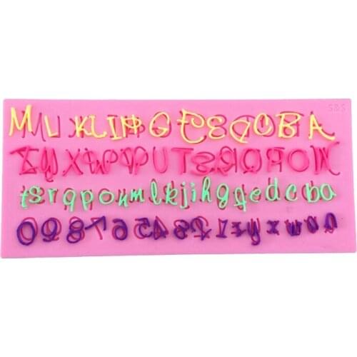 3D English letters and Numbers fondant cake decorating tools mould for kitchen baking chocolate silicone mold F0625