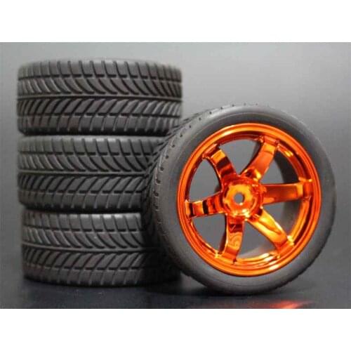 4pcs RC Tyres 1/10 & Plastic Wheels 26mm Foam Insert For On Road Car HSP HPI Replacement Parts 709