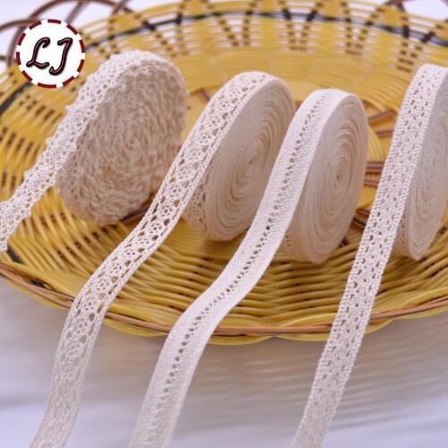 5yd/lot high quality beige lace ribbon fabric cotton lace trim sewing material for Decoration Handmade garment accessories craft