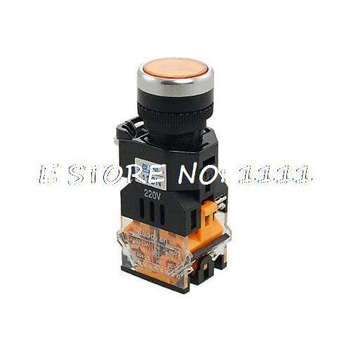 AC 220V Signal Light Illumination Momentary Pushbutton Switch Non Lock 1 NO 1 NC