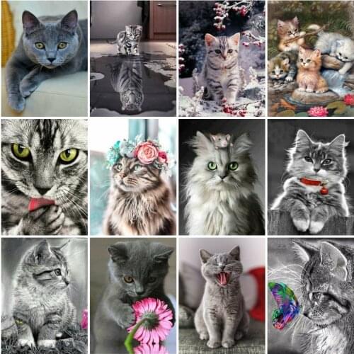 AZQSD 5d Diamond Painting New Arrivals Cat Handmade Gift Diamond Embroidery Animals Mosaic Home Decoration Needlework