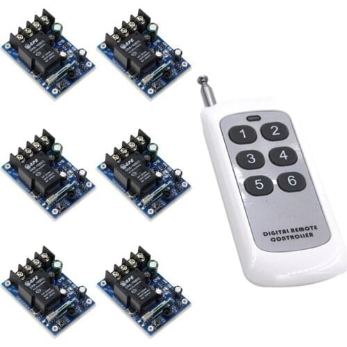 Smart Home DC12V - 48V 30A 1CH Wireless Remote Light Switch Digital Remote Controller 6* Receivers for Lamps/Anti-theft Alarm