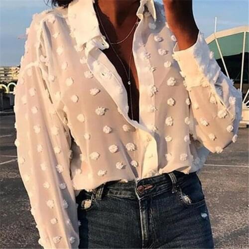 Sexy Womens Tops And Blouses Elegant Ladies Shirt Long Sleeve Shirt Top Blouse OL Blouse Polka Dot Blouse Women Tops 2019 Shirts