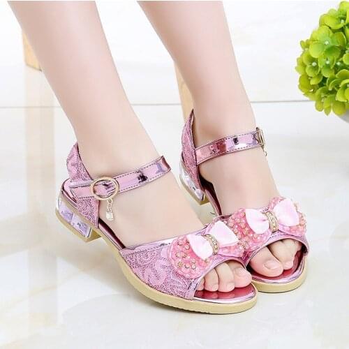 2020 Girls Sandals Princess Baby Girl Shoes Toddler Infant Kids Pearl Bling Sequins Single Princess Sandals Dance Party Shoes