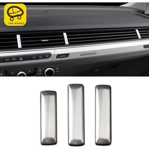 CARMANGO for Audi Q7 4M 2016-2020 Car Accessories Front Air Vent Panel Trim Frame Sticker Cover Decoration Silver Moulding
