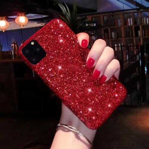 Phone Case For iPhone 11 12 Pro Max XR X XS Bling Glitter Shining Flash Hard Back Cover For 5 5S SE 6 7 8 Plus Funda