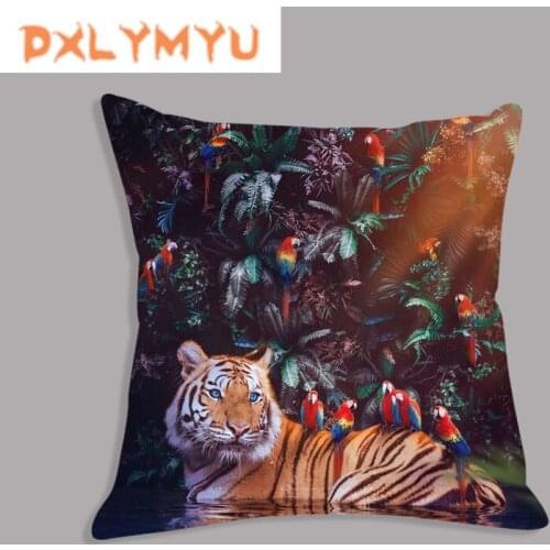 Animal Print Cushion Modern Tiger Decorative Pillowcase Sofa Couch Soft Short Plush Throw Pillows 45x45 cm Home Decor