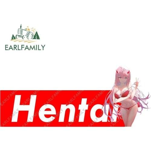 EARLFAMILY 13cm x 5.3cm for Hentai Sexy Zero Two Car Stickers RV JDM Decal Anime Campervan Vinyl Car Wrap Refrigerator Decor