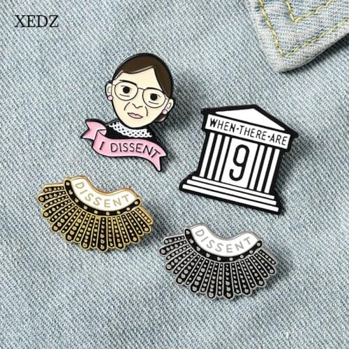 XEDZ Cartoon Dissent Feminist Lady Head Enamel Brooch Fashion Necklace Architecture Clothing Decoration Badge Gift