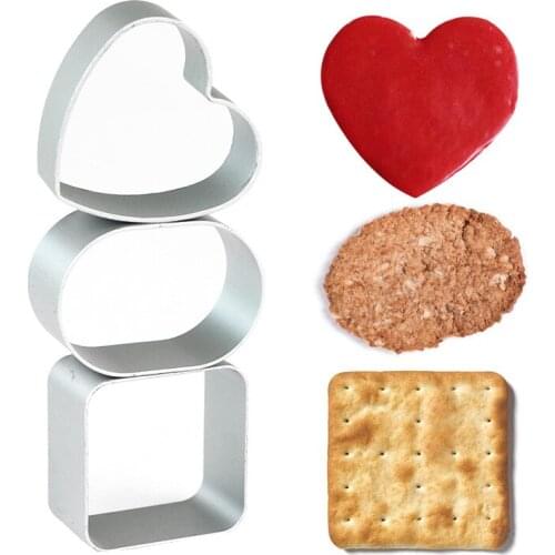 3pcs 3D New aluminium alloy Cookie Cutter heart round Cookie Stamps Bakeware Cookie Mold Cake decorating tool christmas mold