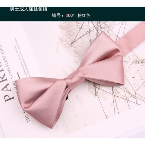 Groom groomsmen solid color bow tie mens wedding wedding British formal dress bow pink suit accessories