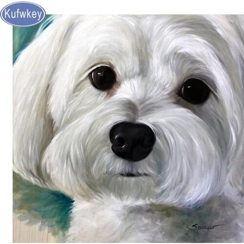5D diy diamond painting Maltese dog animal,full square diamond embroidery cute pet cross stitch needlework mosaic diamond decor