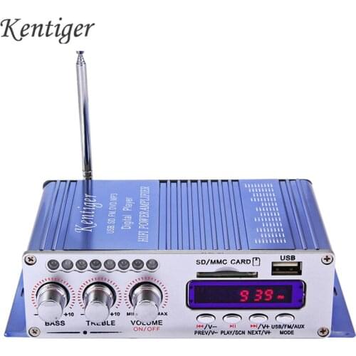 Kentiger HY502 Audio Car Stereo Amplifier 12V Mini 2CH Super Bass Digital Music Player Power Amplifier Support USB MP3 FM Hi-Fi