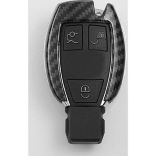For Benz Glk300 B C E S Class AMG Maybach Leather Carbon Fiber Pattern Car Key Case Cover Shell Bag