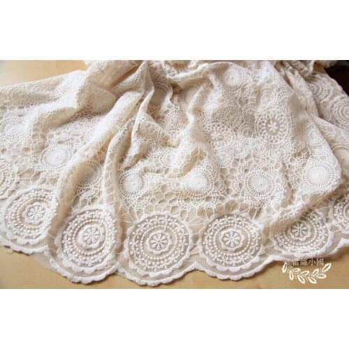 Free ship 130cm 1yards/lot White/Beige Top Grade Urtal Wide Embroidered Lace Fabric Trim Bride Dress Decoration Accessory Z957