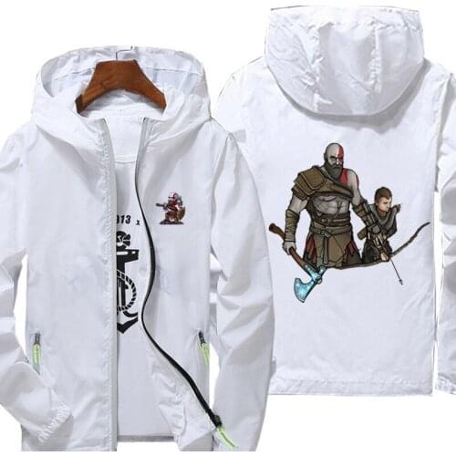 Jacket spring autumn fashion print top mens casual Sell Kratos God Anime print zipper jacket mens jacket large