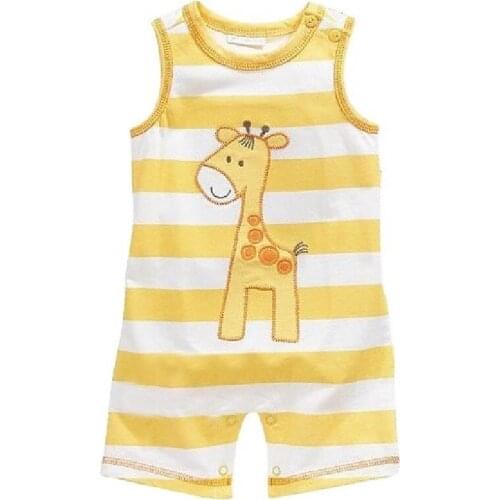 Summer Baby boy Romper bebe body 100% Cotton Baby boys clothes newborn jumpsuit Sleeveless Giraffe Shortall