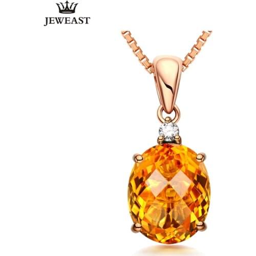 LSZB Natural Citrine 18K Pure Gold Pendant Real AU 750 Solid Gold Upscale Trendy Classic Party Fine Jewelry Hot Sell New 2020